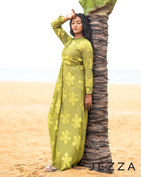 Decorative Brocaded Chiffon Evening Dress 63332