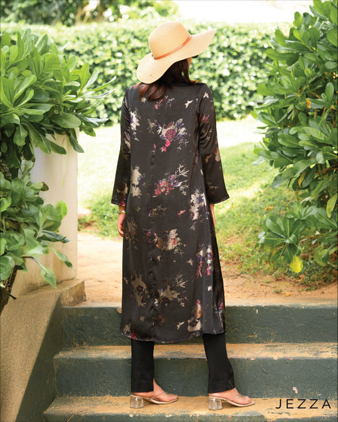 Matte Satin Long-Sleeve Midi Top 61981