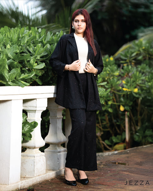 Glitter-Infused Tailored Jacket & Pant Set 62921