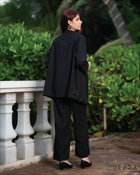 Glitter-Infused Tailored Jacket & Pant Set 62921