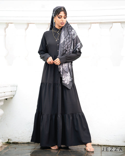 Long-Sleeve Tiered Skirt Dress 61882