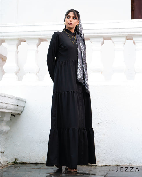 Long-Sleeve Tiered Skirt Dress 61882