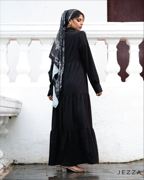 Long-Sleeve Tiered Skirt Dress 61882