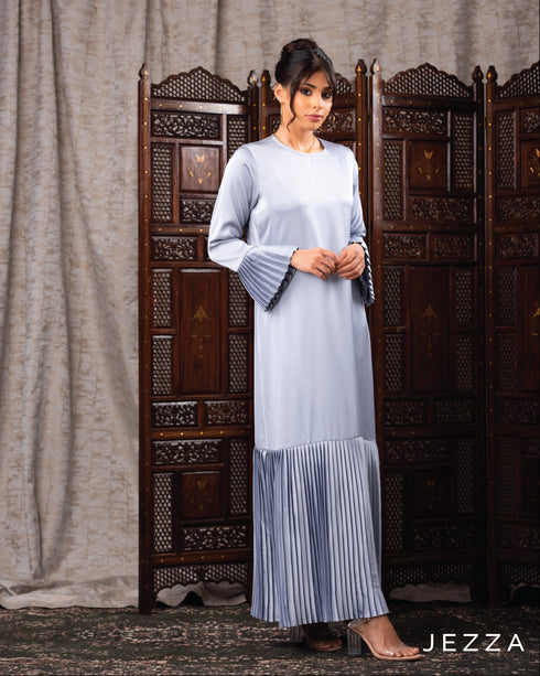 Pleated Satin A-Line Dress 60861