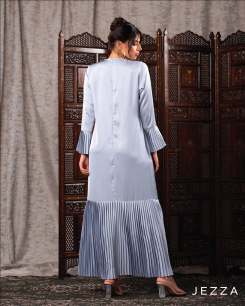 Pleated Satin A-Line Dress 60861