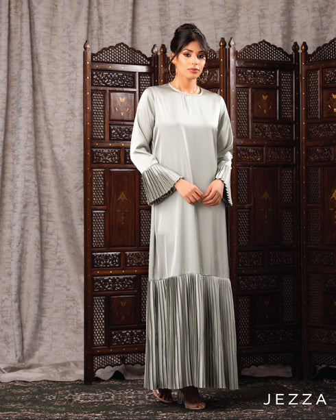 Pleated Satin A-Line Dress 60862
