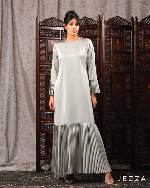 Pleated Satin A-Line Dress 60862