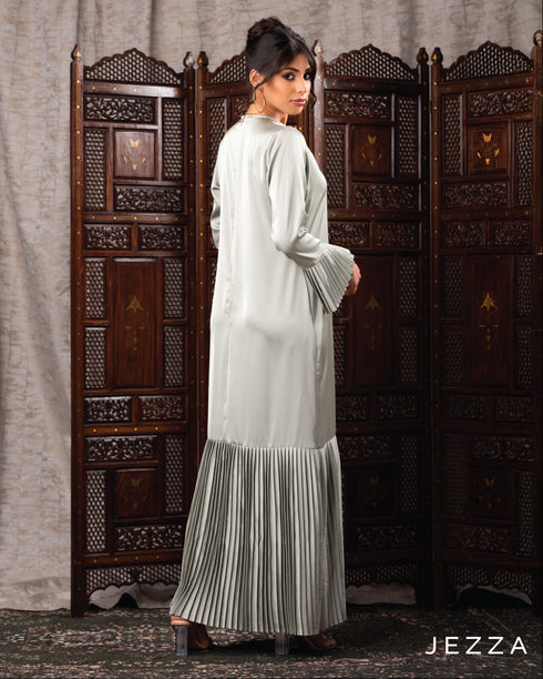 Pleated Satin A-Line Dress 60862