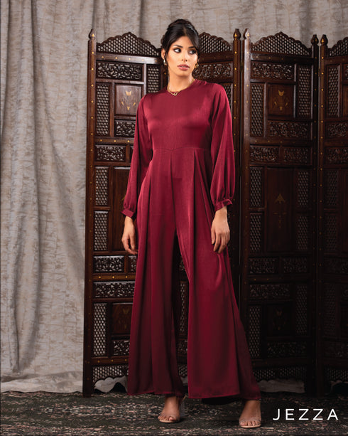 Belted Crush Satin Jumpsuit 62511