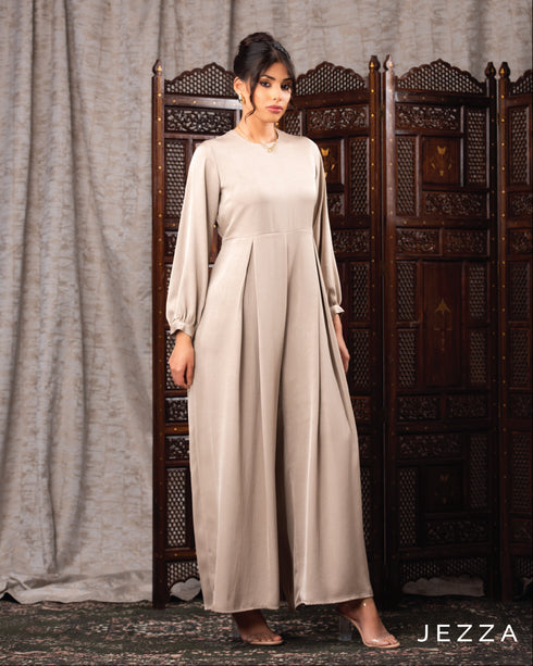 Belted Crush Satin Jumpsuit 62512