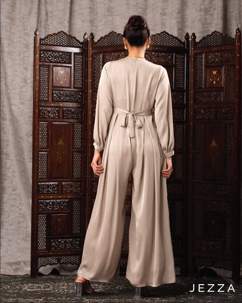 Belted Crush Satin Jumpsuit 62512