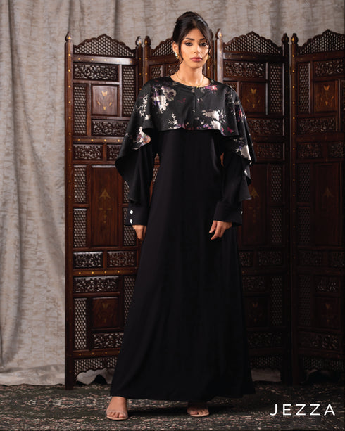 Printed Peplum & Piped Sleeve Dress 62891