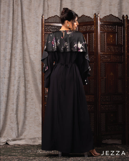 Printed Peplum & Piped Sleeve Dress 62891