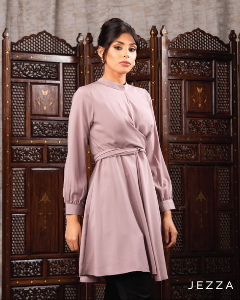 Mandarin Collar Tie-Front Top 62322