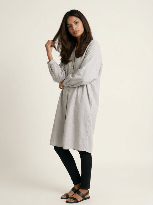Honey Stripe: Mandarin Collar Knee Top 82701