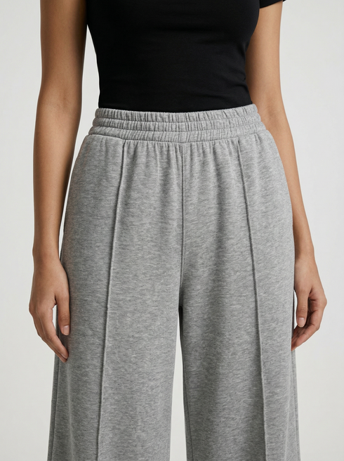 Grey Ease: Relaxed Knit Ankle Pants 82413