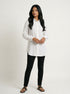 White Form: Long Sleeve Collared Top 81981