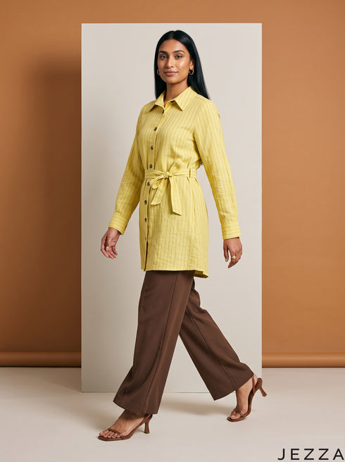 Linear Charm: Poly Cotton Below Hip Top 90722