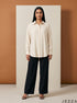 Ivory Ease: Relaxed Poly Cotton Below Hip Top 90361