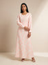 Baroque Grace: Brocade Damask Maxi Dress 91861