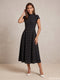 Noir Standard: Black Below Knee Midi Dress 86942