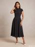 Noir Standard: Black Below Knee Midi Dress 86942