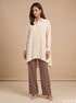 Ivory Drift: Off White Slub Polyester Hip Top 87163