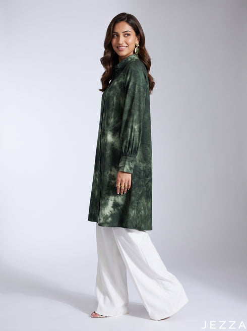 Artful Tide: Tie-Dye Poly Cotton Knee Top 91641