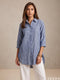 Azure Ease: Blue Cotton Below Hip Top 86961