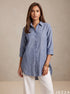 Azure Ease: Blue Cotton Below Hip Top 86961