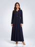 Midnight Flow: Navy Blue Polyester A-Line Dress 88401