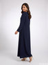 Midnight Flow: Navy Blue Polyester A-Line Dress 88401