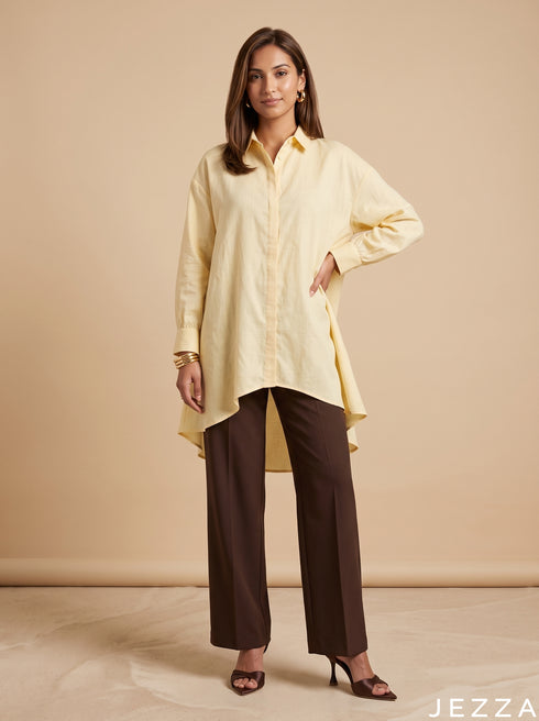 Soft Neutral: Cream Slub Polyester Hip Top 87161