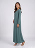 Pine Serenity: Green Polyester A-Line Dress 88402