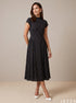 Noir Standard: Black Below Knee Midi Dress 86942