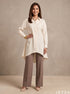 Ivory Drift: Off White Slub Polyester Hip Top 87163