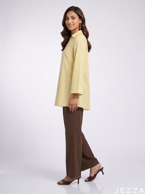 Golden Lines: Yellow Pinstripe Below Hip Top 86892