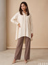 Ivory Drift: Off White Slub Polyester Hip Top 87163