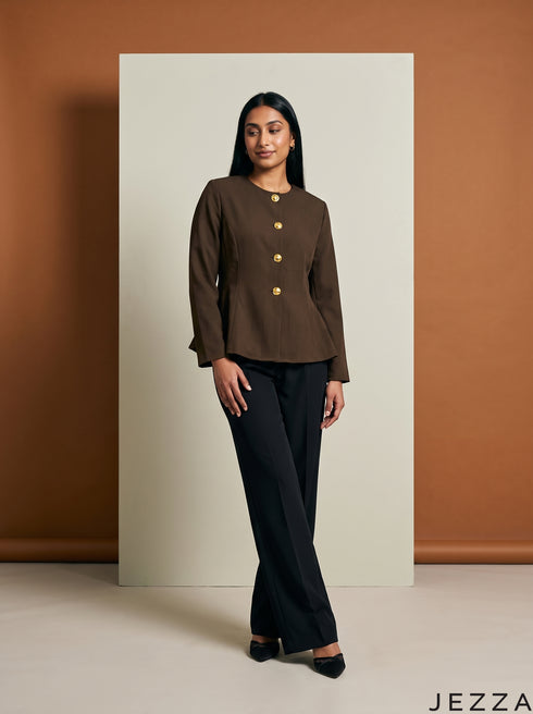 Earthbound Fit: Brown Poly Cotton Hip Top 88221
