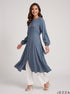 Midnight Ease: Dark Blue Cotton Knee Top 81082
