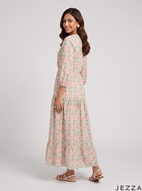 Bloom Motif: Cotton Maxi Dress 90321