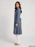 Midnight Ease: Dark Blue Cotton Knee Top 81082