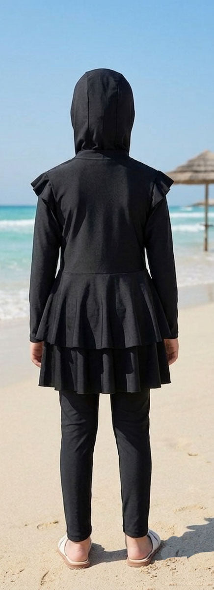 Streamlined Depth: Black Swimwear Set 89801