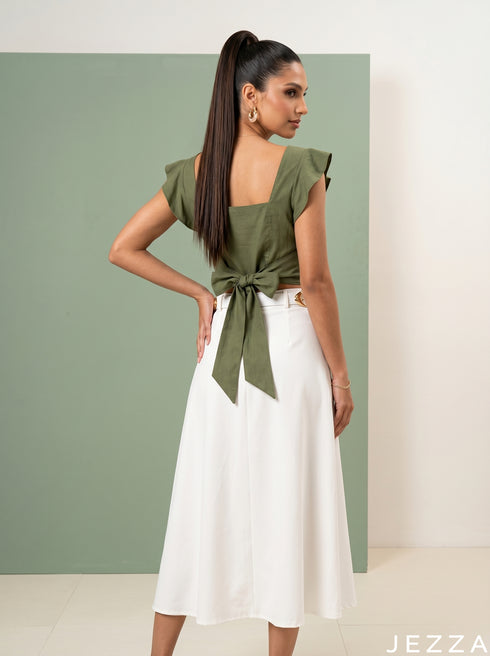 Verdant Romance: Fern Cotton Crop Top 86932
