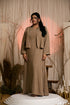Structured Serenity: Khaki Cotton Jacket & Dress Set 82581/8257