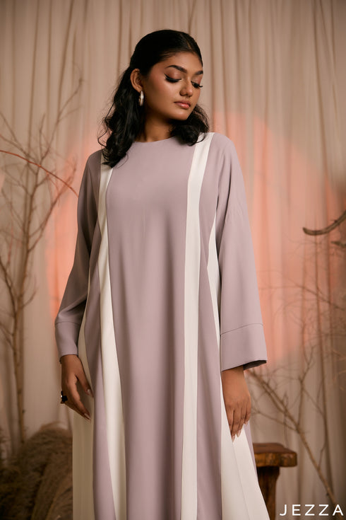 Earthy Elegance: Oat & Off White A-Line Dress 76972