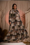 Patchwork Ease: Mandarin Collar Maxi Dress 83621