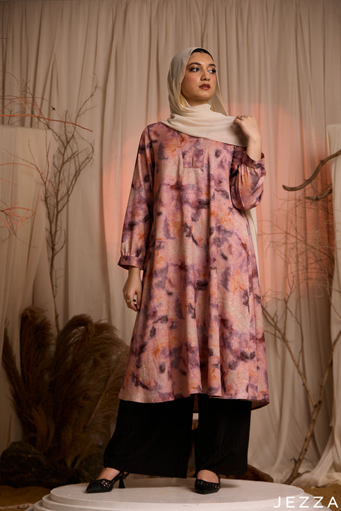 Watercolor Drift: Jacquard Knee Length Top 83661