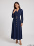 Navy Poise: Poly Cotton A-Line Dress 90372
