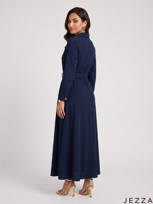 Navy Poise: Poly Cotton A-Line Dress 90372